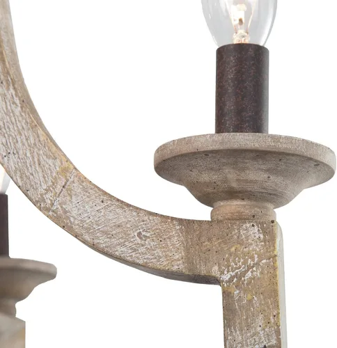 Vista 7 de Candelabros de granja para comedor, lámpara de madera rústica, lámpara de araña francesa de 5 luces para isla de cocina, sala de estar, dormitorio