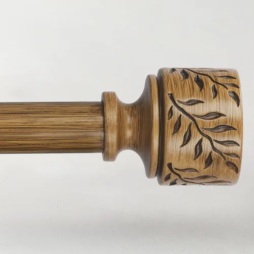 Vista 19 de Barras de cortina de madera boho para ventanas de 32 a 45 pulgadas, barra de cortina ajustable de 1 pulgada con remates de hojas de grano de madera