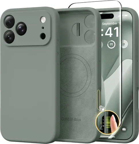Vista 138 de GolbinBox Funda magnética para iPhone 17, compatible con MagSafe, cubierta de silicona integrada para control de cámara, funda de silicona líquida a