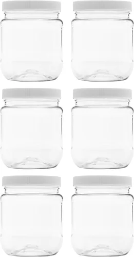 Vista 36 de Tarro de plástico de 64 oz (1/2 galón), tapa blanca, paquete de 1
