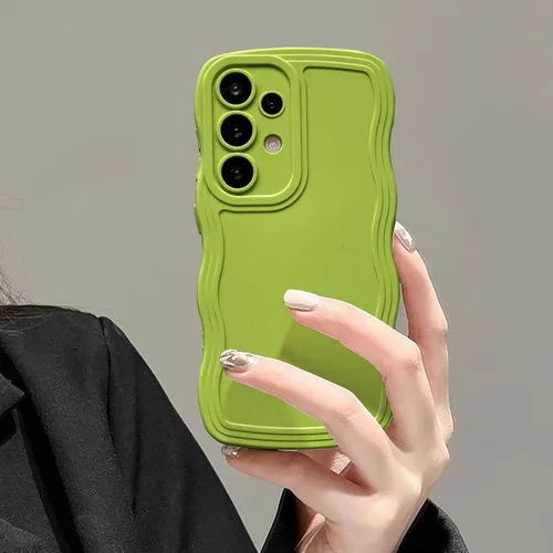 Vista 50 de UEEBAI Funda de silicona con marco ondulado para Samsung Galaxy A13 5G, lindo marco ondulado, ajuste delgado, a prueba de golpes, funda suave y Negro