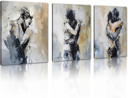 Vista 52 de Novatique 3 piezas de arte de pared sexy en blanco y negro para parejas desnudas, decoración de pared abstracta de amor para mujeres y hombres, arte