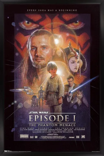 Vista 8 de Trends International Star Wars: The Phantom Menace - Póster de pared de una hoja, 14.725 x 22.375 pulgadas, versión enmarcada de madera de granero