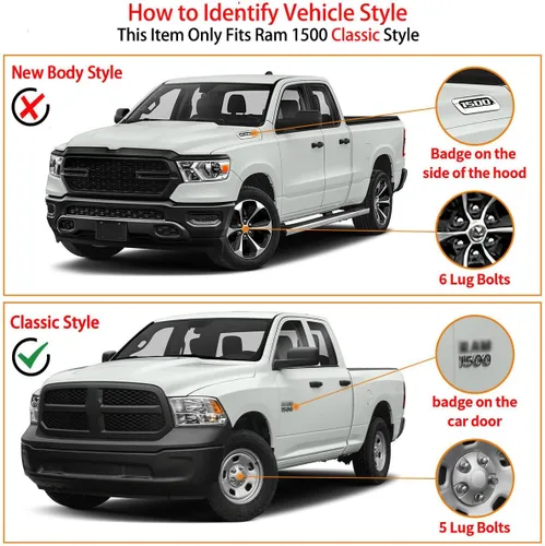 Vista 7 de KYBOLT Estribos compatibles con Dodge Ram 1500 Crew Cab 2009-2024 (solo clásico 2019-2024), 2010-2024 Ram 2500/3500 barras laterales Nerf barras