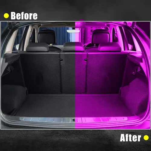 Vista 4 de X AUTOHAUX 2 luces LED para Tesla modelo 3/Y/S/X luces moradas para interior del coche, luces LED rosas y moradas para el espacio de los pies