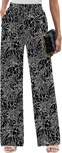 Vista 65 de Heymoments Wide Leg Pant for Women High Waist Trouser A01-negro