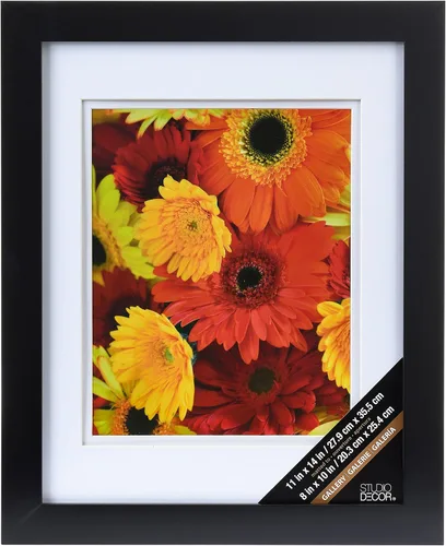 Vista 3 de Studio Décor - Marco de pared negro de 8 x 10 pulgadas con paspartú doble de Studio Décor - Incluye accesorios para colgar prefijados, pantalla