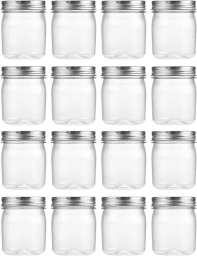 Vista 10 de Novelinks - Tarros de plástico de 8 onzas y tarros de plástico transparente con tapas, 8 onzas 8 Pack, Black, Plastic Containers with Lids, Small