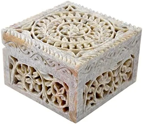 Vista 5 de Hashcart Joyero tallado a mano Caja decorativa para baratijas Caja de recuerdo Aniversario, regalos de inauguración de la casa para mujeres Caja