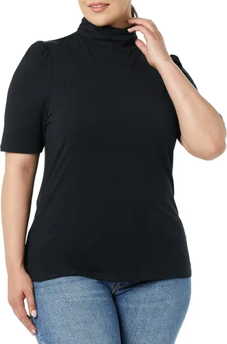 Vista 3 de Tienda Essentials Cuello alto drapeado de manga abombada para mujer