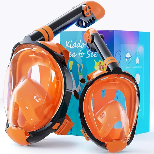 Vista 10 de Greatever G2 Adults Kids Full Face Snorkel Mask 2 Pcs,Snorkeling Gear with Latest Dry Top System,Foldable 180 Degree Panoramic View,Safe