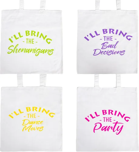 Vista 2 de Funky Junque Bolsa de lona para mujer, bolsa de playa para despedida de soltera, regalos de fiesta de novia, bolsas de compras reutilizables