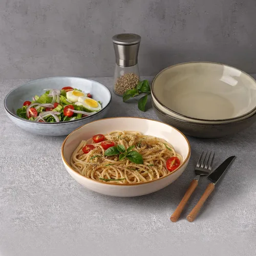 Vista 5 de famiware Tempus - Juego de 4 cuencos para pasta de 8.6'', cuencos de 40 oz para cocina, cuencos hondos de gres para servir, aptos para lavavajillas