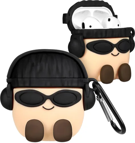 Vista 10 de Boaretiu - Funda para AirPods Pro/Pro de 2ª generación, lindo KawaiiBanana con llavero para AirPods Pro y Pro 2, divertida funda 3D de silicona