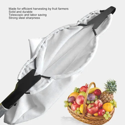 Vista 4 de GLOGLOW Recolector de frutas, cesta de cosecha ligera, recolector de frutas, cuchillas en forma de V, herramienta para recoger frutas con bolsa