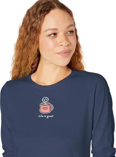 Vista 2 de Life is Good Women's Crusher T, Long Sleeve Cotton Graphic Tee Shirt, Love Mug