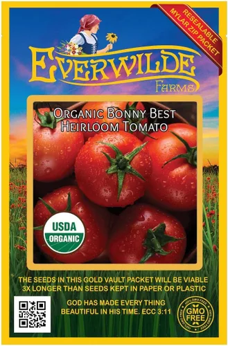 Vista 4 de everwilde explotaciones – Bonny mejor orgánico Heirloom semillas de tomate – El oro Vault Packet