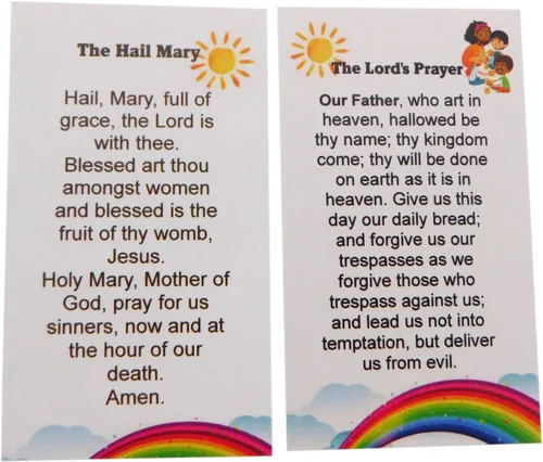 Vista 2 de Westmon Works Paquete de 5 tarjetas con texto en inglés «How to Pray the Rosary for Children Folleto y Our Father Hail Mary Holy Card»