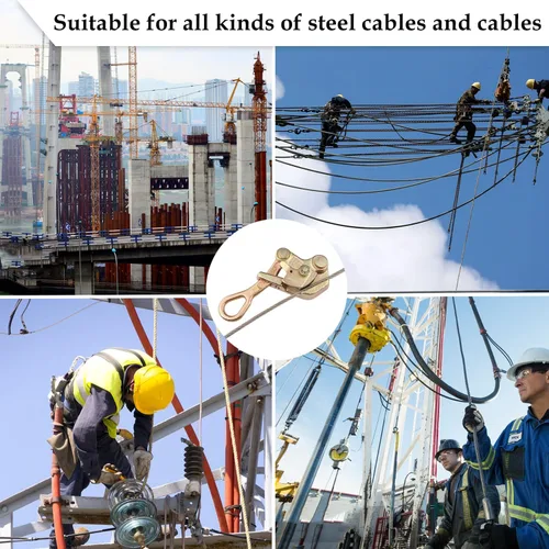 Vista 10 de 2 tiradores de alambre de acero con agarre de cable de 1 tonelada - 2210 libras de tracción de cable de carga herramienta para cuerda de alambre