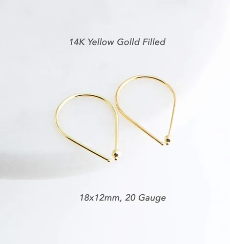 Vista 2 de 13mm de plata de ley 20 GA Aretes de aro invertidos colgantes de lágrima hipoalergénicos ligeros con hilo para mujer