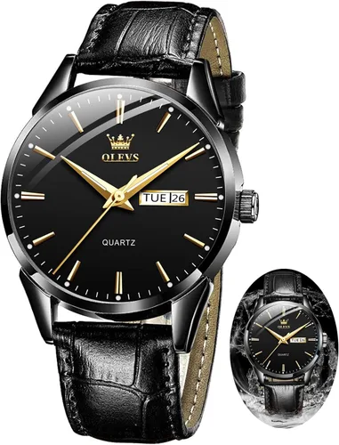 Vista 14 de OLEVS Amazon Watches, reloj de cuero marrón para hombre, reloj de fecha para hombre, reloj luminoso para hombre, reloj de vestir para hombre, reloj