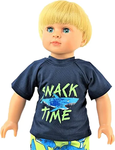 Vista 3 de American Fashion World Traje de baño y traje de baño para muñecas de 18 pulgadas de Shark Snack Time Calidad premium y diseño moderno