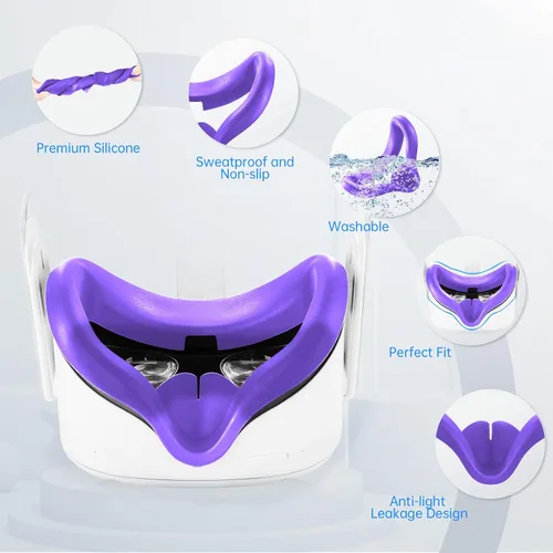Vista 3 de Accessories for Oculus Quest 2All in One VR Headset Silicone Face CoverVR Shell CoverQuest 2 Touch Controller Grip CoverProtective Lens