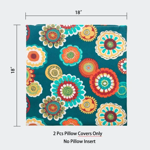 Vista 2 de Magpie Fabrics Paquete de 2 fundas de almohada impermeables para exteriores de 18 x 18 pulgadas, fundas de almohada decorativas de Navidad