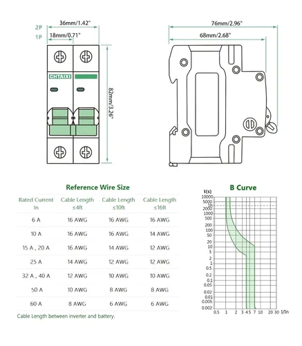 Vista 7 de Interruptor de circuito en miniatura DC de 12V-110V, protector de interruptor de batería de 6 amperios y 1 polo para sistema solar PV y RV, disparo