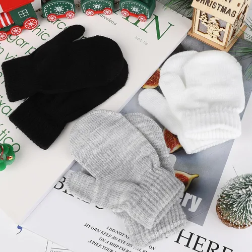 Vista 6 de 6 pares de mitones de invierno para bebés, guantes mágicos de punto para niños y niñas