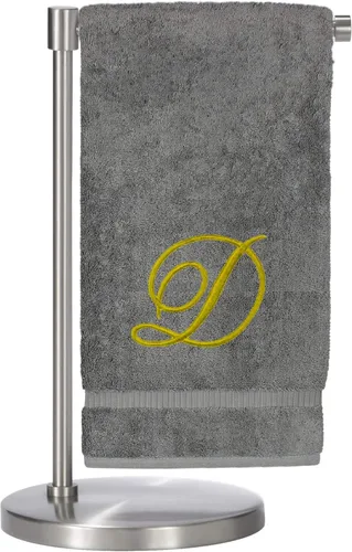 Vista 36 de Script R - Toalla de baño con monograma, regalo personalizado, 27 x 54 pulgadas, juego de 1 toalla bordada con texto dorado, 100% algodón turco Navy