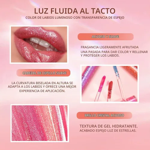 Vista 2 de Brillo de labios para niñas, brillos de labios brillantes para niñas, adolescentes y mujeres, Brillo almibarado Acabado brillante Larga