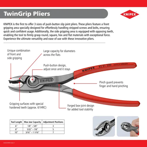 Vista 5 de Alicates TwinGrip KNIPEX Alicates de junta deslizante con ajuste de botón