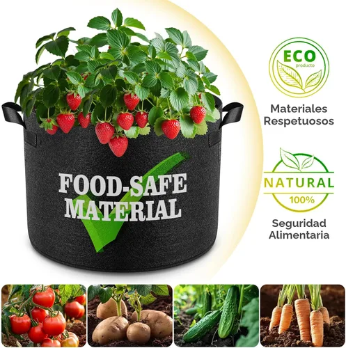 Vista 5 de Jorvila Paquete de 5 bolsas de cultivo de 7 galones Negro