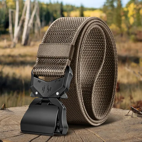 Vista 2 de BULLIANT Cinturón táctico para hombre, cinturón elástico ajustable para hombres, senderismo, ejercicio, resistente, 1 3/8 pulgadas, liberación rápida