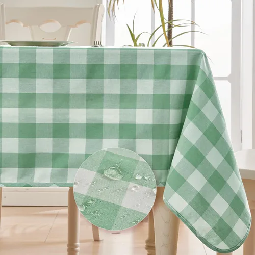 Vista 14 de BALCONY & FALCON Mantel Rectangular de Lino Sintético Impermeable Lavable Limpiable Cubierta de Mesa para Decoración de Mesa de Cocina Comedor