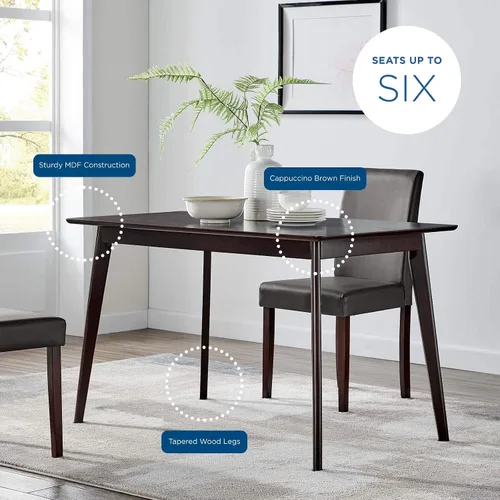 Vista 6 de Modway Oracle - Mesa de comedor rectangular de 47 pulgadas, capuchino