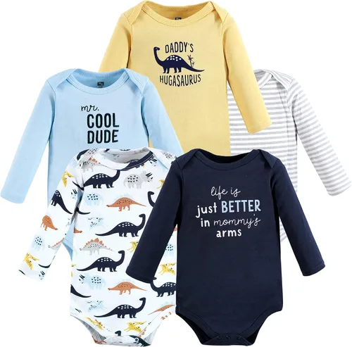 Vista 59 de Hudson Baby baby-boys Cotton Long-sleeve Bodysuits 5-pack