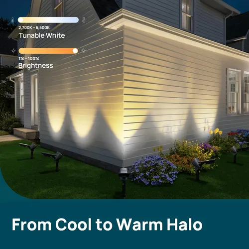 Vista 4 de Linkind Smart Solar Spotlights SL6C, Dual Ring Halloween Lights Multicolor