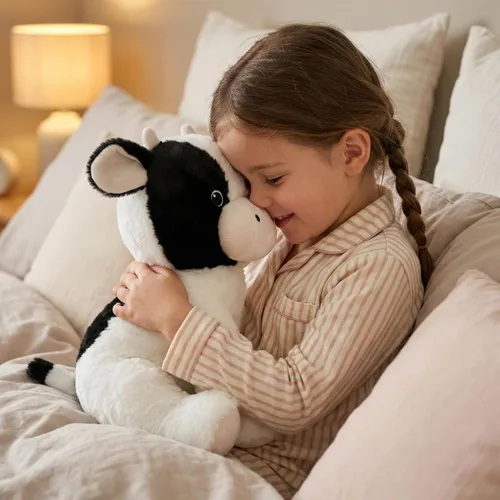 Vista 3 de WEIGEDU Juguete de peluche de vaca lechera floppy – 15.7 pulgadas suave y tierno vaca animal de peluche con ojos bordados, perfecto para niños