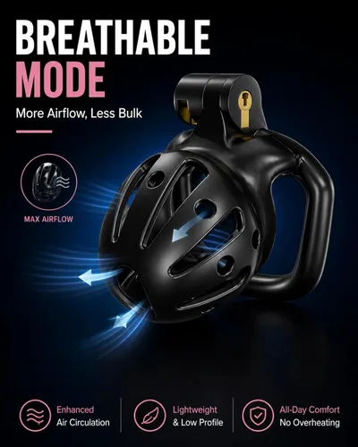 Vista 6 de Jaulas de castidad masculina para hombres, jaula pequeña para pene con puntos de masaje de silicona, ligera impresa en 3D, anillos de 5 tamaños