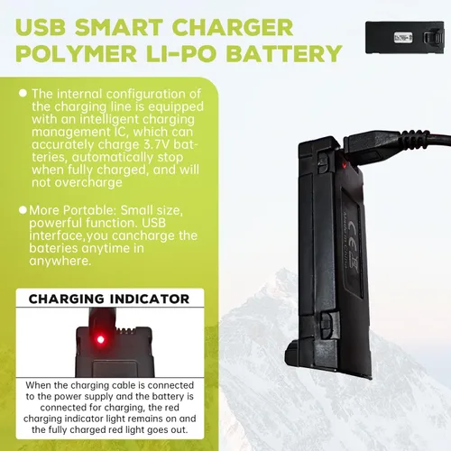 Vista 3 de sea jump 3 piezas 3.7V 1000mAh Batería Lipo con cable de carga USB Adecuada para E88 E88MAX E99 E99MAX BD101 P15PRO P8 A13 A15 K10MAX RC Drone