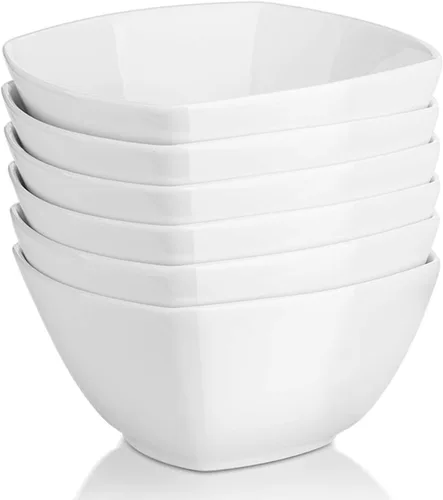 Vista 10 de DOWAN Juego de 4 cuencos pequeños de cerámica de 8.5 onzas, cuencos blancos para postres, salsas, guarniciones, helado, fruta, arroz, aptos