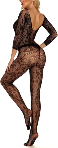 Vista 2 de Buitifo Body de red para mujer, talla grande, sin entrepierna, sexy, ropa de dormir suave, lencería