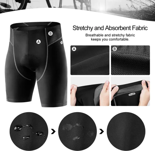 Vista 5 de INBIKE Pantalones cortos de ciclismo para hombre con acolchado 3D, antideslizantes, transpirables, de secado rápido, para ciclismo, ciclismo