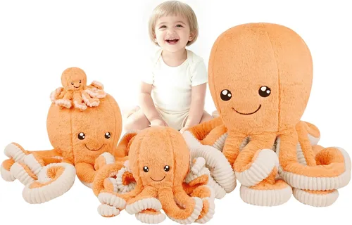 Vista 16 de DENTRUN Pulpo de peluche gigante, muñeca de pulpo de peluche para niños, niñas, adultos, regalo de cumpleaños, Navidad, Halloween, animales marinos