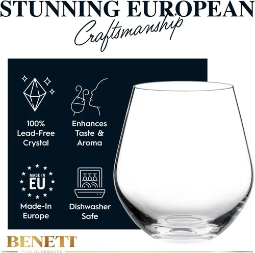 Vista 7 de Copas de vino sin tallo (paquete de 4 – 18 onzas), copas de beber altamente duraderas, vasos redondos para vino, vasos de vino tinto y blanco, copas