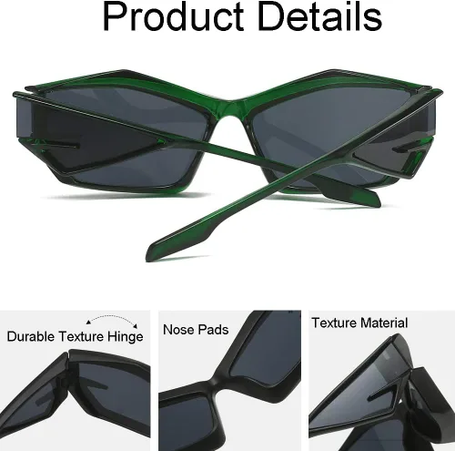 Vista 4 de Gafas de sol envolventes de moda para hombres y mujeres, a la moda, geniales, deportivos, ojo de gato, gafas de sol Y2K futuristas con espejo