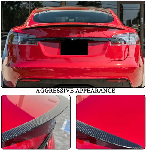 Vista 3 de Alerón trasero de fibra de carbono seco modelo S para Tesla Model S 2012