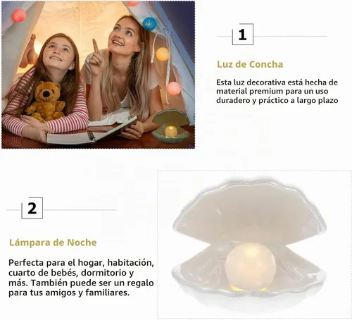 Vista 5 de IMIKEYA - Luz de perla de concha, cerámica blanca, LED Blanco